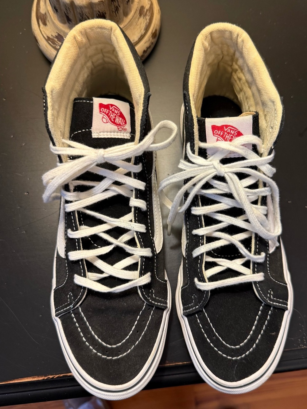 Vans Black and White High-Top Sneakers - Women’s 9